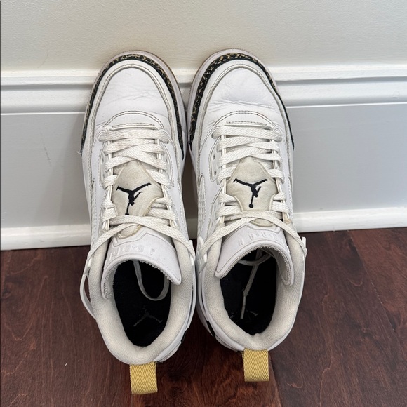 Jordan Spizike Low White Metallic Gold Shoes Sneakers sz 6.5 Youth Brooklyn 40a - Picture 15 of 16